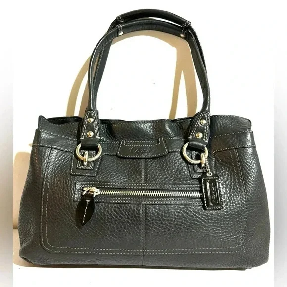Coach vintage black pebbled leather satchel handbag - Picture 1 of 9